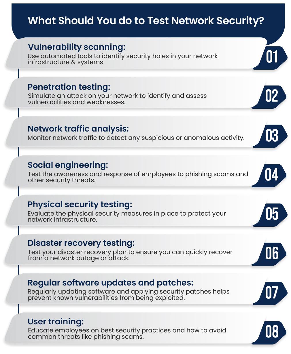 What should you do to test network security?