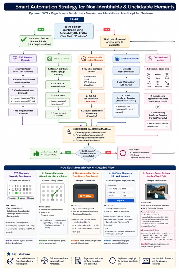 Smart Automation Strategy for Non-Identifiable and Unclickable Elements